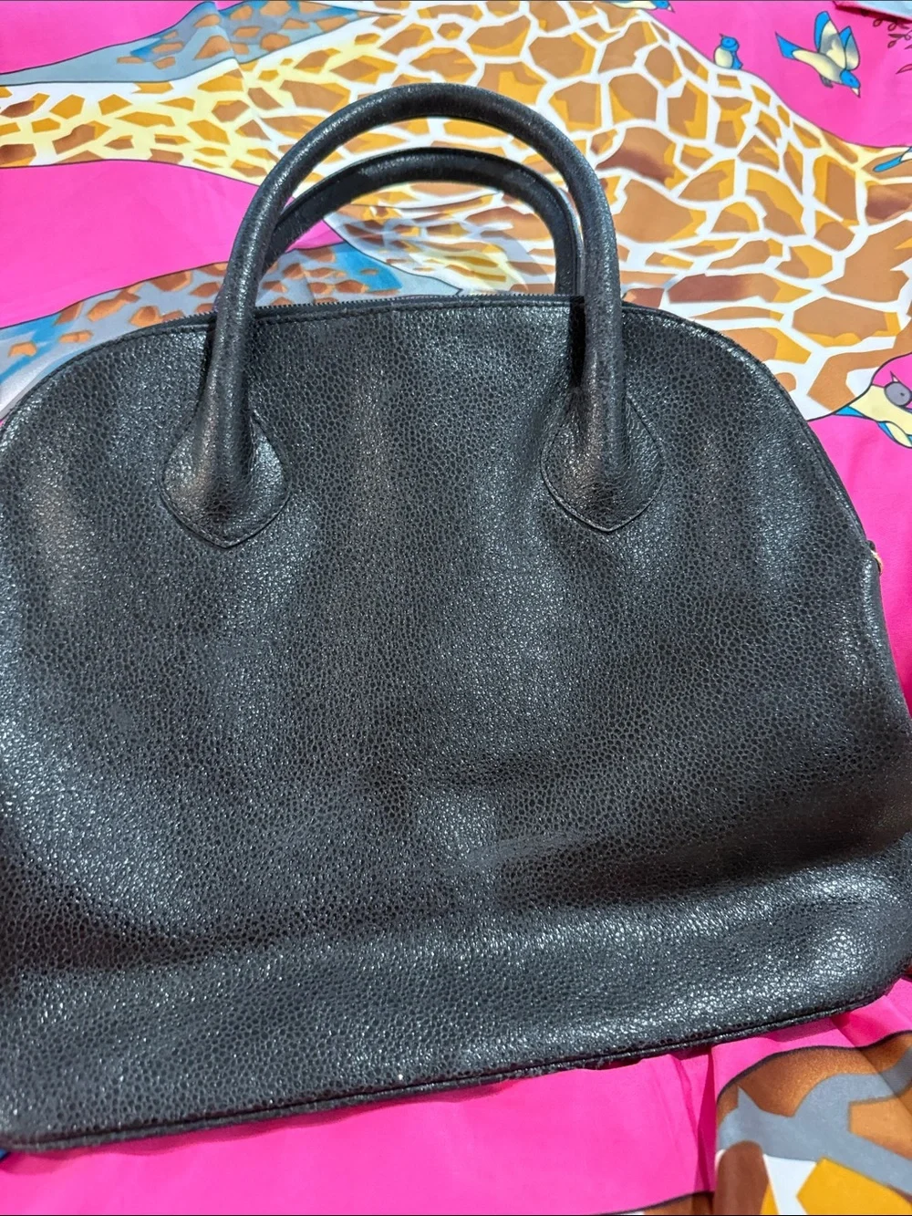 Classic Black Dome Tote with Embossed Logo